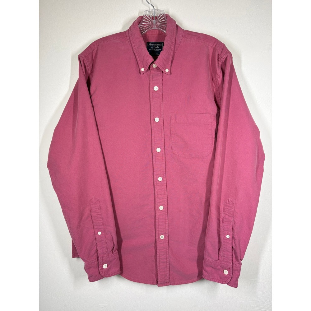 Abercrombie & Fitch Mens Oxford Shirt Large Pink Long Sleeve Preppy Classic Core
